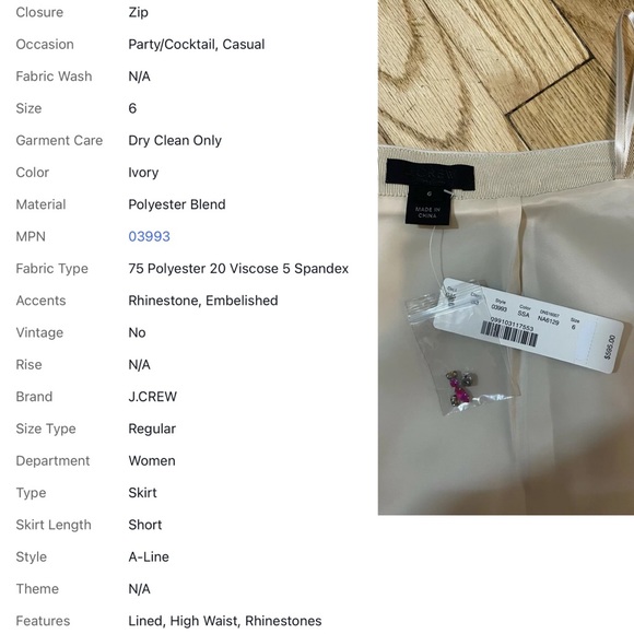 NWT J Crew Collection Fluted Double Crepe Embellished IvorySz 6 03993 $595 RARE! - Picture 10 of 11